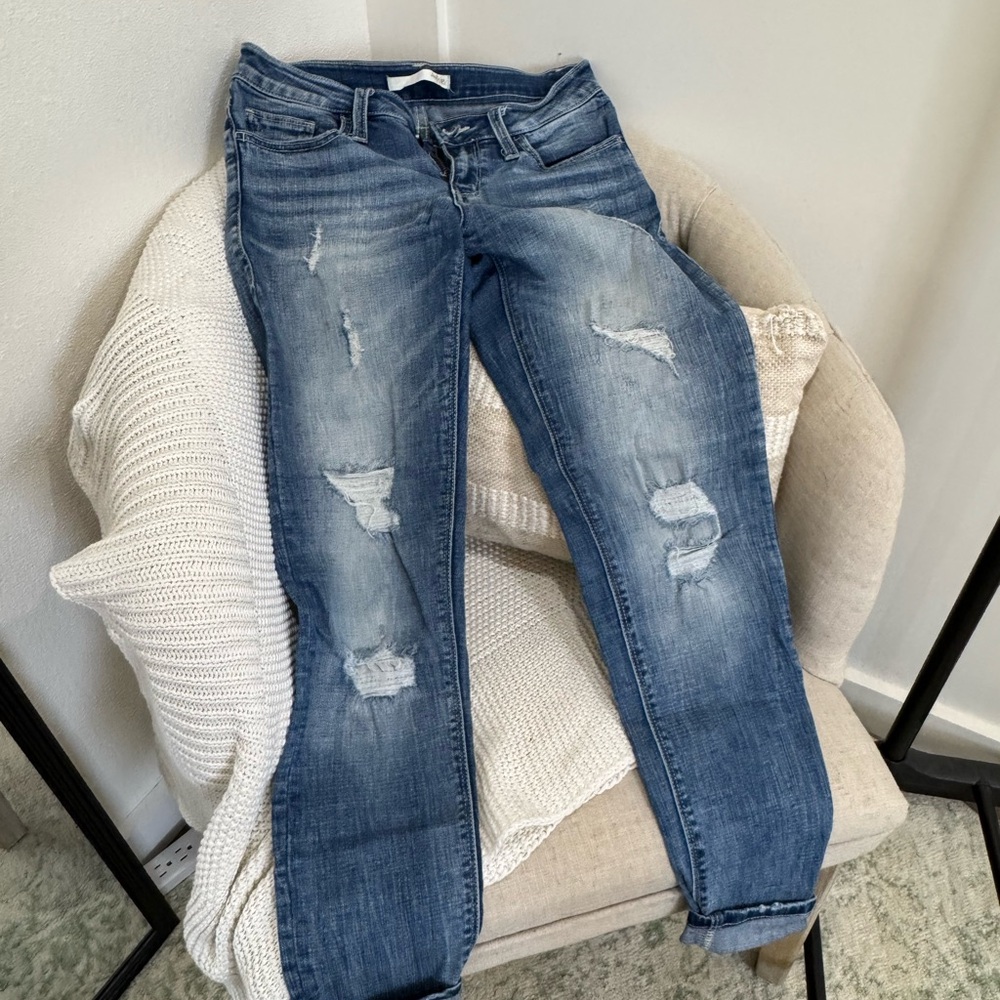 Women's Blue Distressed Jeans